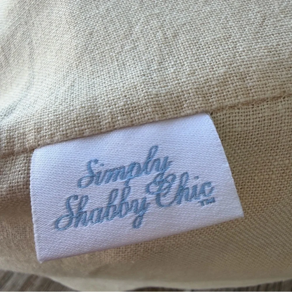 Simply Shabby Chic Ruffled Linen Blend King 3-Piece Duvet Cover Set Oatmeal NIP